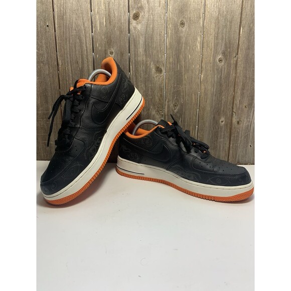 NIKE AIR FORCE 1 07 PREMIUM "HALLOWEEN 2021" BLACK-STARFISH SZ 9.5 [DC8891-001] - Picture 6 of 9